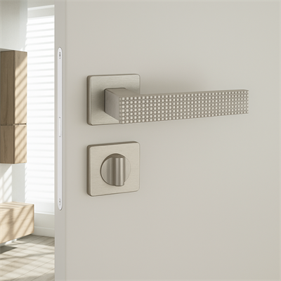 Gıze Rozetli Kapı Kolu Nikel Saten Renk