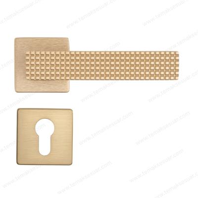 Gıze Rozetli Kapı Kolu Pirinç Saten Renk