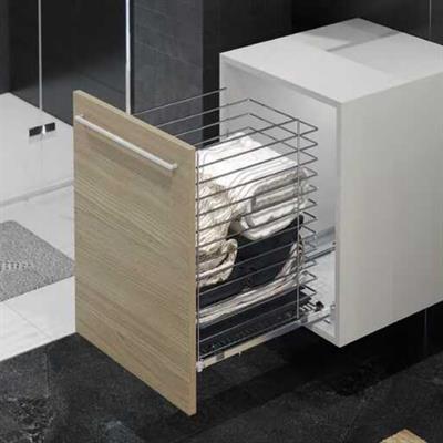 Gizli Raylı Çamaşır Sepeti 40 cm Krom Renk