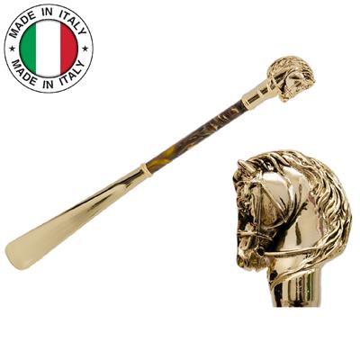 Golden At Figürlü Lüks Ayakkabı Çekeceği H: 50 cm, İnci Kahverengi Şaft