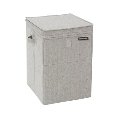 Gri Kumaş Çift Fonksiyon Kapaklı Çamaşır Sepeti 35 L
