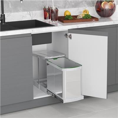 Gri Teleskopik Raylı Paslanmaz Gövde Çöp Kovası 24 Lt. ( S-2572-G )