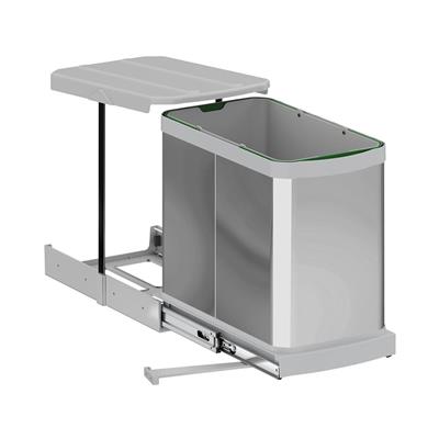 Gri Teleskopik Raylı Paslanmaz Gövde Çöp Kovası 24 Lt. ( S-2572-G )