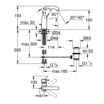 Grohe Essence New Tek Kollu Lavabo Bataryası M Boyut