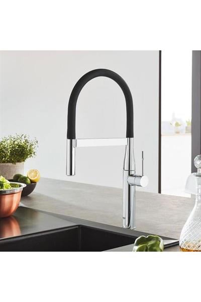 Grohe Eviye Bataryası Spiralli 2 Fonk Essence Krom/Siyah