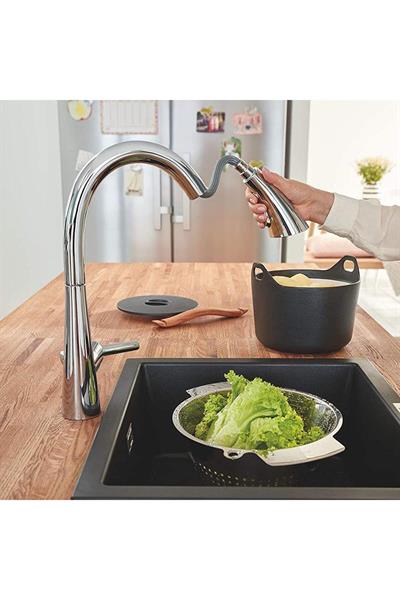 Grohe Eviye Bataryası Spiralli 2 Fonksiyonlu Zedra Krom-