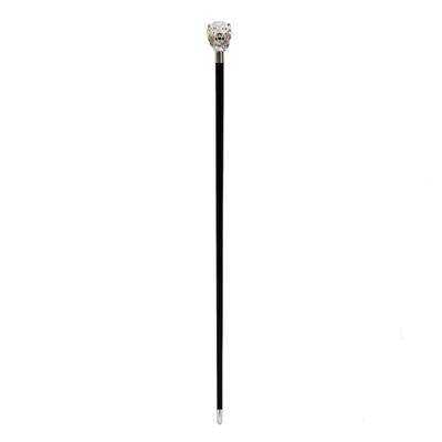 Gümüş Aslan Figürlü Siyah Baston 92 cm 