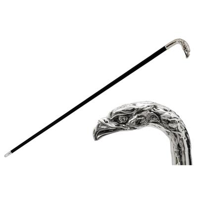 Gümüş Kartal Figürlü Siyah Baston 92 Cm