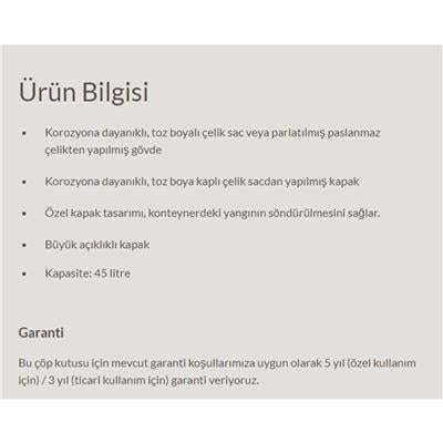 Hailo  45 Lt Paslanmaz Çelik Çöp Kovası