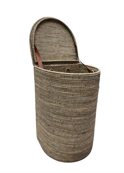 Hasır Ay Çamaşır Sepeti Gri 39x34x60 cm