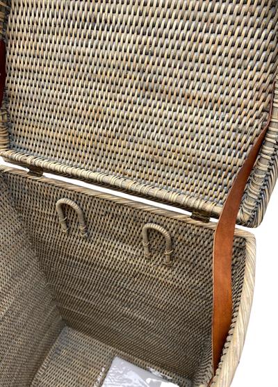 Hasır Ay Çamaşır Sepeti Gri 39x34x60 cm