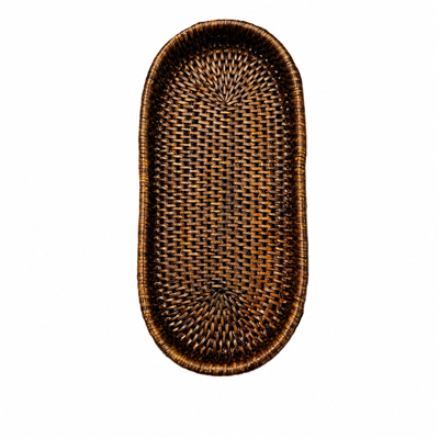 Hasır Biscuit Oval Tepsi Kahverengi 29x14x4 cm