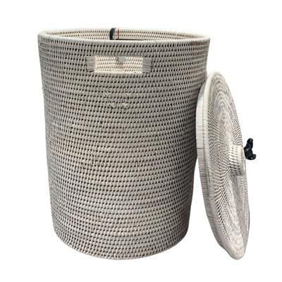 Hasır Çamaşır Sepeti Kapaklı Beyaz