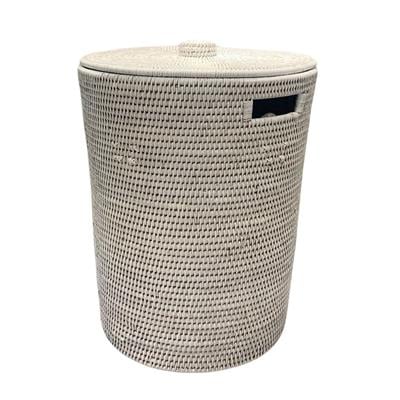 Hasır Çamaşır Sepeti Kapaklı Beyaz