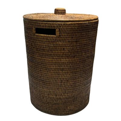 Hasır Çamaşır Sepeti Kapaklı Kahverengi 40x50 cm