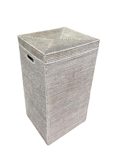 Hasır Dikdörtgen Çamaşır Sepeti (Çantayla Birlikte) Beyaz