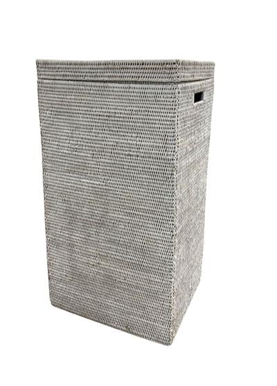 Hasır Dikdörtgen Çamaşır Sepeti (Çantayla Birlikte) Beyaz