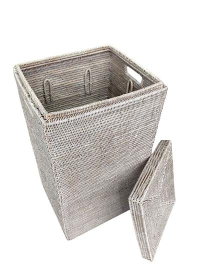 Hasır Dikdörtgen Çamaşır Sepeti (Çantayla Birlikte) Beyaz