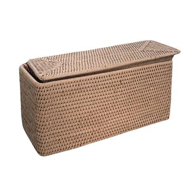 Hasır Kapaklı Çöp Kutusu Beyaz 35.5x15.5x16.5 cm