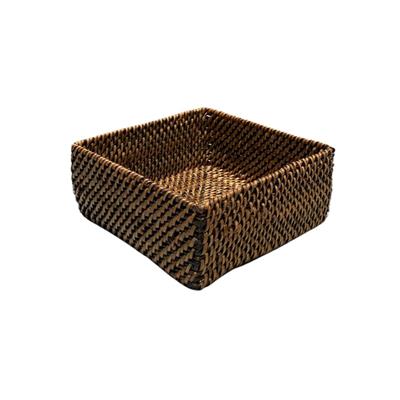 Hasır Kokteyl Peçete Tutacağı Sepeti Kahverengi 14x14x6 cm