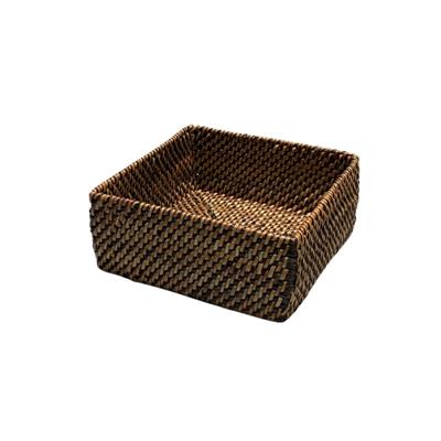 Hasır Kokteyl Peçete Tutacağı Sepeti Kahverengi 14x14x6 cm