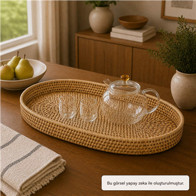 Hasır Oval Tepsi Naturel