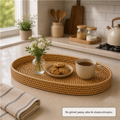 Hasır Oval Tepsi Naturel