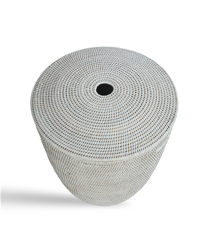 Hasır Pamuklu Çamaşır Sepeti Kahverengi Beyaz 45/26x55 cm