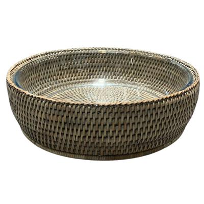 Hasır Yuvarlak Pyrex Tabak Gri Çap 28x8 cm