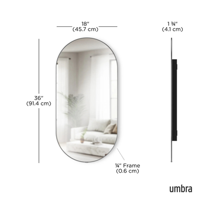 Hubba Metalik Titanyum Çerçeveli Oval Duvar Aynası 91 cm