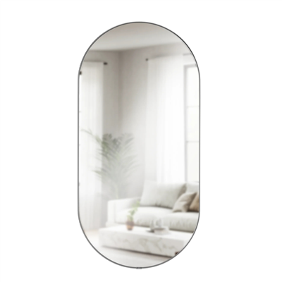 Hubba Metalik Titanyum Çerçeveli Oval Duvar Aynası 91 cm