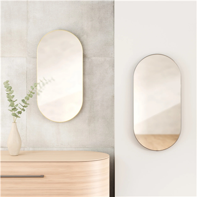 Hubba Pirinç Çerçeveli Oval Duvar Aynası 91 cm