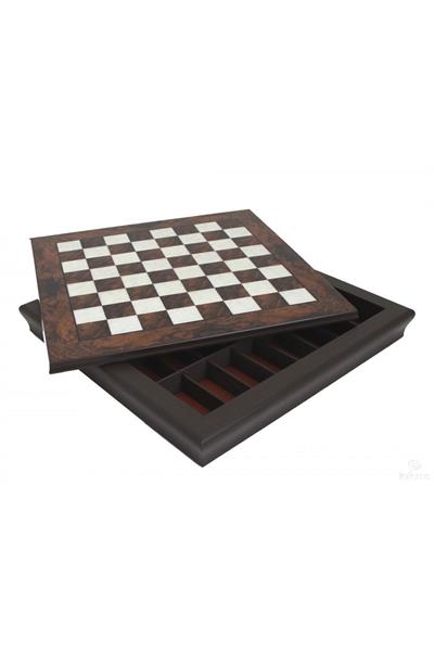 İç Depolu Ceviz Ve Akçaağaç Satranç Tahtası - Re: Ht. 40X40X4,5 Cm - Kare: Cm 4