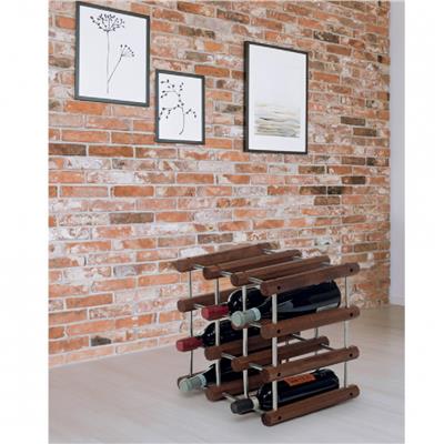 Ilcanantiniere Ahşap Modüler Şişe Rafı  Siyah/Alüminyum Renk