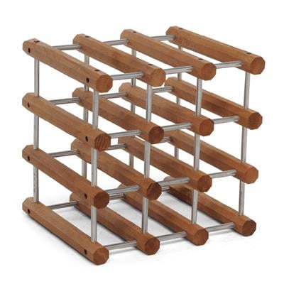 Ilcanantiniere Ahşap Modüler Şişe Rafı  Ceviz/Alüminyum Renk