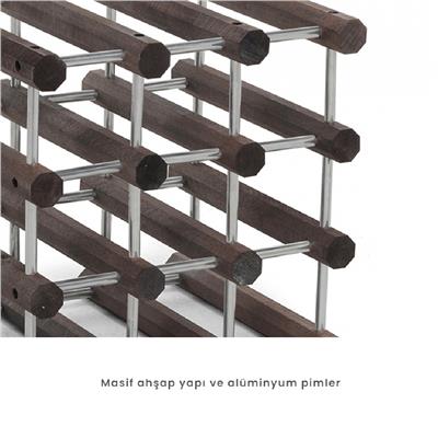 Ilcanantiniere Ahşap Modüler Şişe Rafı  Ceviz/Alüminyum Renk