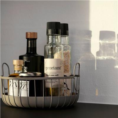 Inu Masa Üstü Tel Sepet Taupe 22x8 cm