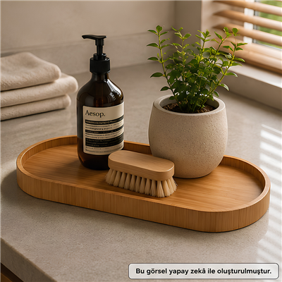İskandinav Stil Oval Ahşap Servis Tepsisi - Small - 23 x 11 cm