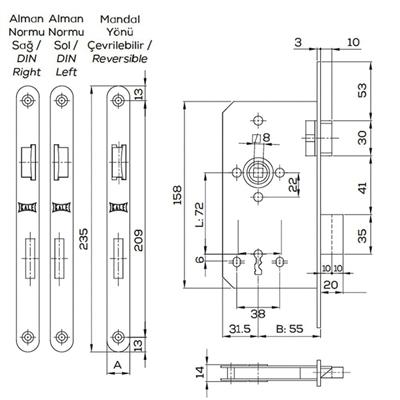150 Kale Alman Tıpı Ekstra Gomme Kılıt Oval Krom Oda