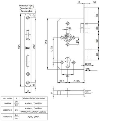 150 Kale Alman Tıpı Sılındırlı Gomme Kılıt Oval Krom