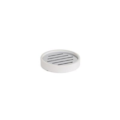 Reçine Tezgah Üstü Katı Sabunluk Beyaz|Krom 26x120x120 mm