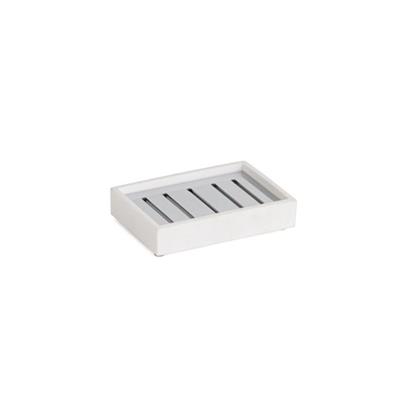 Reçine Tezgah Üstü Katı Sabunluk Beyaz|Krom 26x80x115 mm