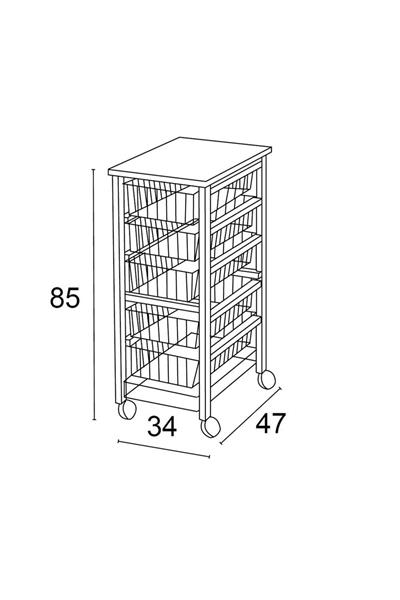 Kiraz Ağacı 6 Sepet Mutfak Arabası