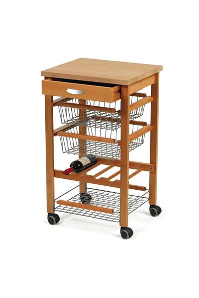 Kiraz Ağacı Ahşap Mutfak Arabası