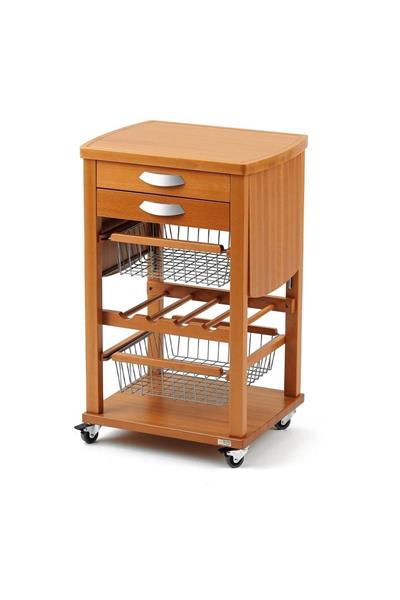 Kiraz Ağacı Ahşap Mutfak Arabası