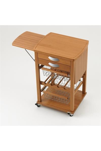 Kiraz Ağacı Ahşap Mutfak Arabası
