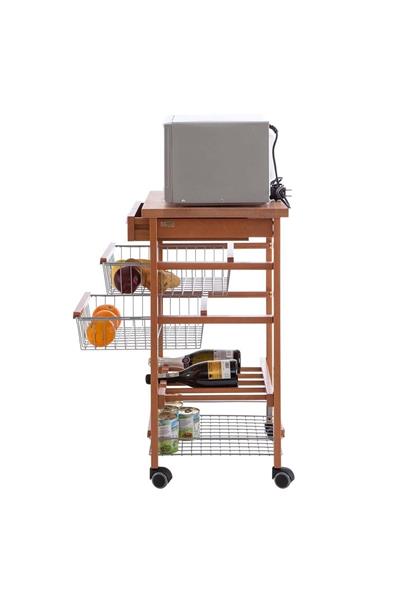 Kiraz Ağacı Ahşap Mutfak Arabası