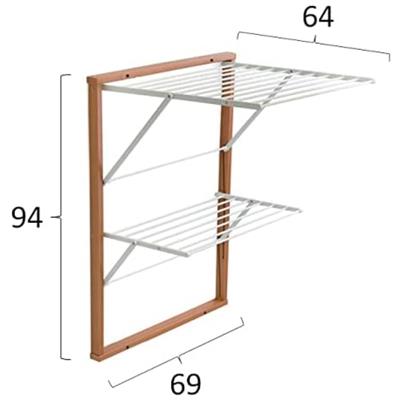 Kevin Kiraz Ağacı Duvara Monte Katlanabilir Çamaşır Kurutma Askısı Ceviz 