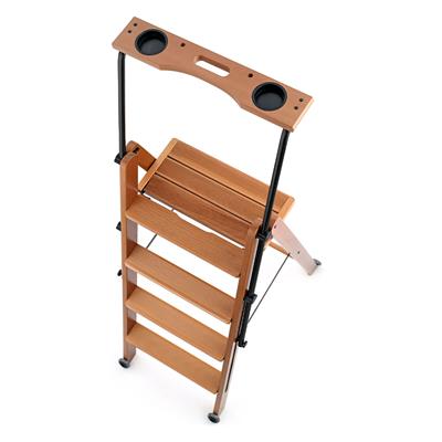 Tuscania Kiraz Ağacı Renk Ahşağ 4 Basamaklı Kilitlenebilir Merdiven