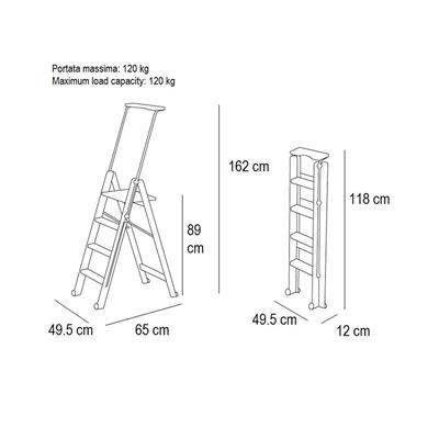 Tuscania Kiraz Ağacı Renk Ahşağ 4 Basamaklı Kilitlenebilir Merdiven